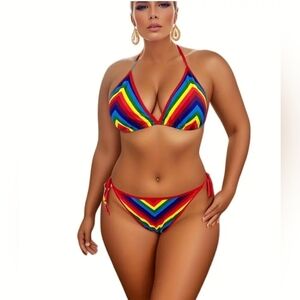 Rainbow Striped Bikini Set 1XL (5462)